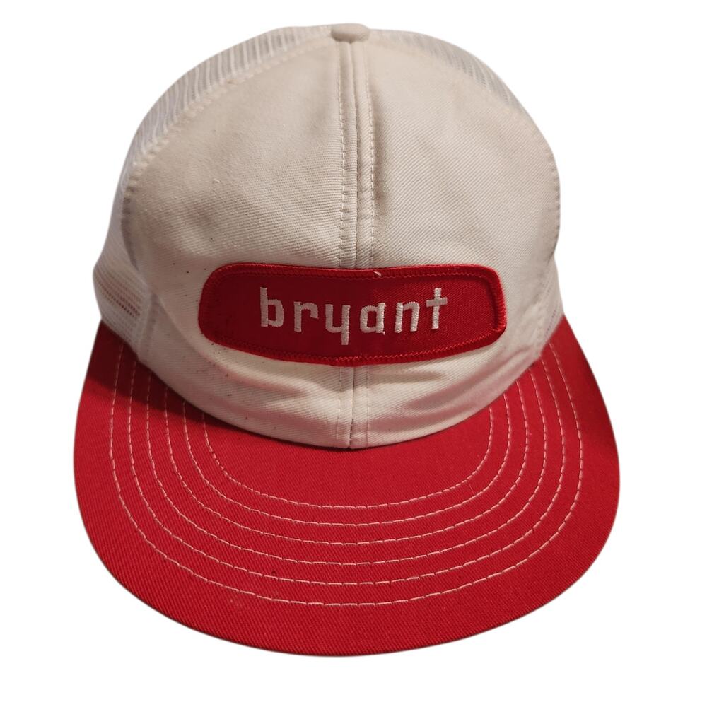 Bryant Hat Mesh‎ Snapback Men's White Red Vintage Trucker Style Cap